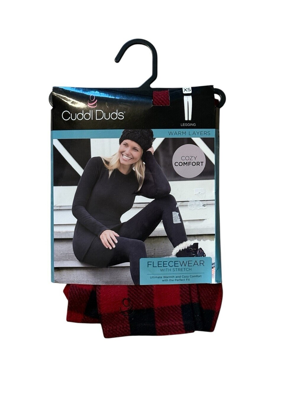 Cuddl Duds Fleecewear Warm Layers Leggings XS Red/Black Plaid